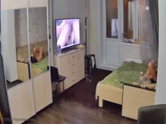 Wife masturbating at home alone, concealed masturbation while viewing porn